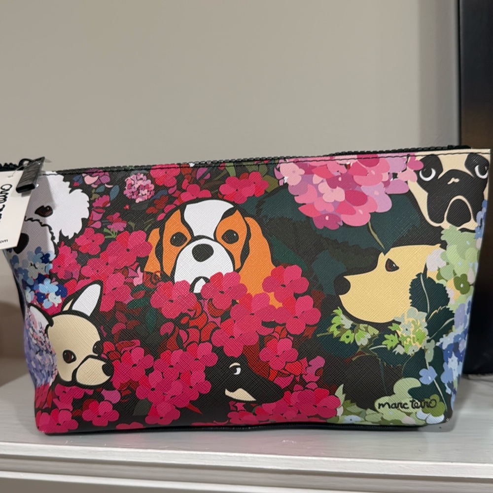 Floral Dogs Cosmetic Pouch - Multicolor